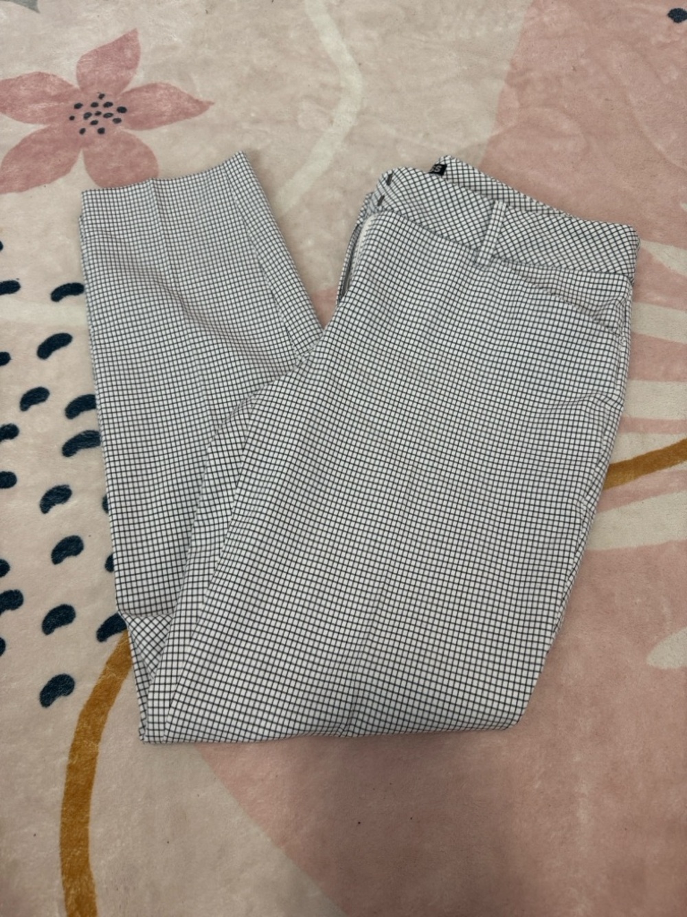 Express Cropped Black & White Micro-Check Dress Pants